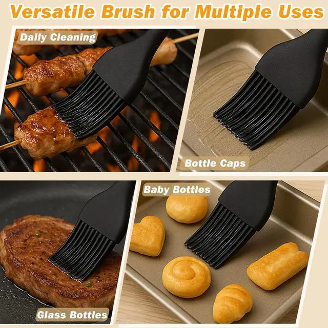 Alt view image 4 of 7 - Silicone Basting and Pastry Brush Set, 2-Piece Heat-Resistant Brushes with Steel Core Handle, One-Piece BPA-Free Design for BBQ, Grilling, Baking & Cooking Dishwasher Safe