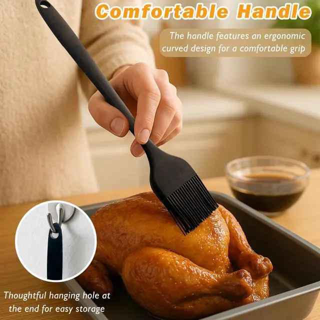 Alt view image 3 of 7 - Silicone Basting and Pastry Brush Set, 2-Piece Heat-Resistant Brushes with Steel Core Handle, One-Piece BPA-Free Design for BBQ, Grilling, Baking & Cooking Dishwasher Safe