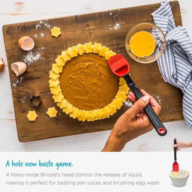 Alt view image 4 of 7 - 3-In-1 Flexible Silicone Sit-Up Basting, Drizzle, Scooping Brush with In-Built Sauce Resevoir - Red