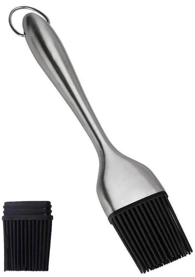 Main image of Stainless Steel Basting Pastry Brush 7.87in Heat-Resistant Cooking Brushes with Back up Silicone Brush Heads for BBQ, Baking Grilling