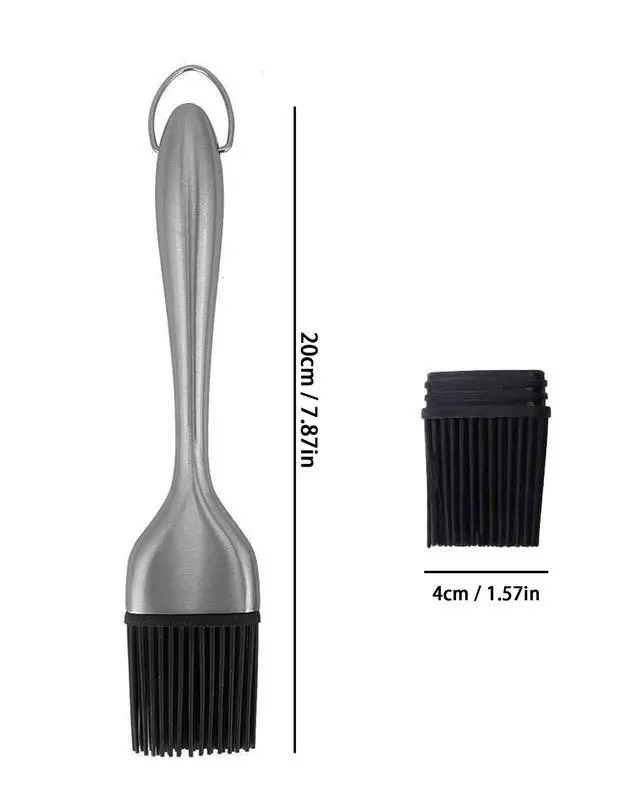 Alt view image 2 of 6 - Stainless Steel Basting Pastry Brush 7.87in Heat-Resistant Cooking Brushes with Back up Silicone Brush Heads for BBQ, Baking Grilling