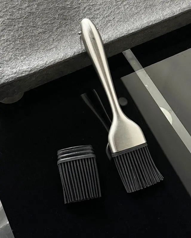 Alt view image 6 of 6 - Stainless Steel Basting Pastry Brush 7.87in Heat-Resistant Cooking Brushes with Back up Silicone Brush Heads for BBQ, Baking Grilling