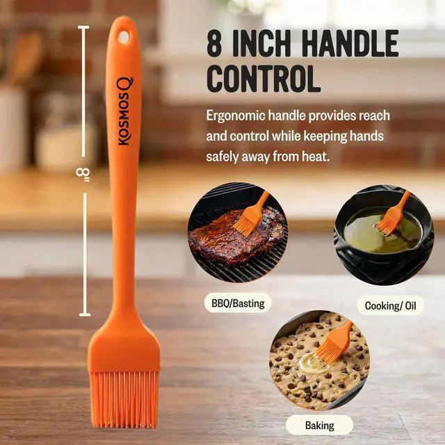 Alt view image 2 of 7 - Silicone Basting Brush, Heat Resistant BBQ Brush with Flexible Silicone Bristles, Non-Slip Handle for Grilling, Baking, Marinades, Sauces & Butter, Dishwasher Safe, 8 Inch