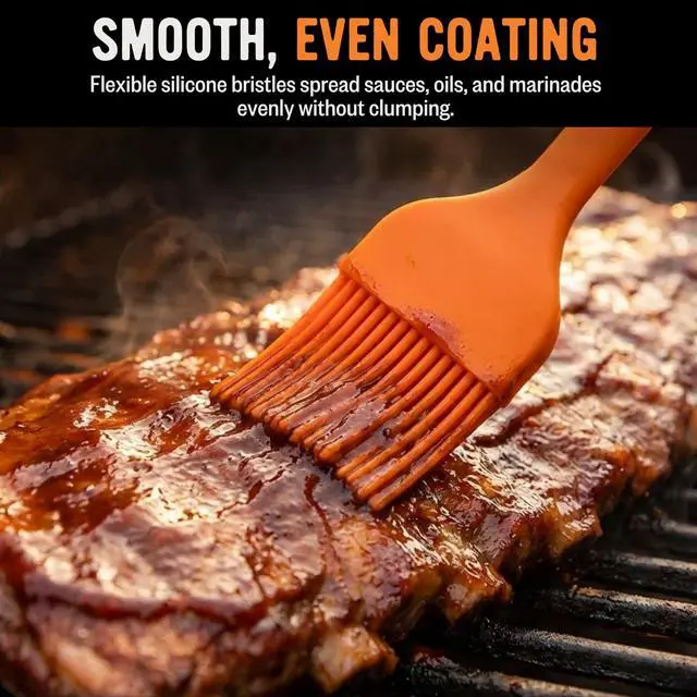 Alt view image 3 of 7 - Silicone Basting Brush, Heat Resistant BBQ Brush with Flexible Silicone Bristles, Non-Slip Handle for Grilling, Baking, Marinades, Sauces & Butter, Dishwasher Safe, 8 Inch