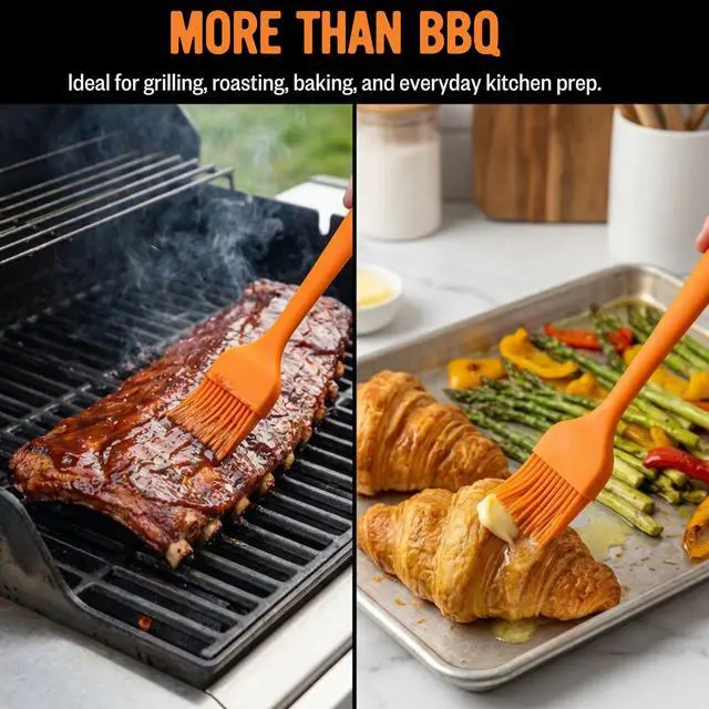 Alt view image 5 of 7 - Silicone Basting Brush, Heat Resistant BBQ Brush with Flexible Silicone Bristles, Non-Slip Handle for Grilling, Baking, Marinades, Sauces & Butter, Dishwasher Safe, 8 Inch