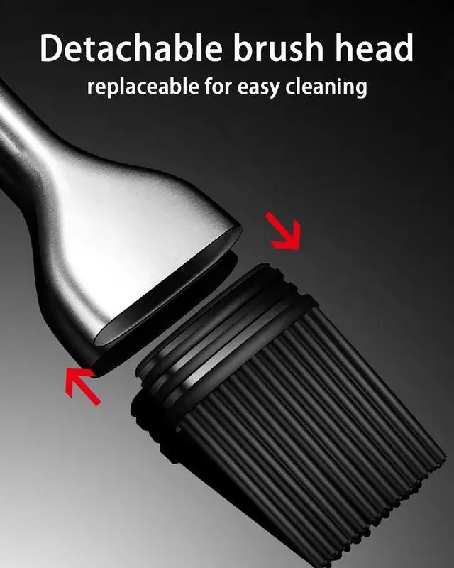Alt view image 4 of 6 - Stainless Steel Basting Pastry Brush 7.87in Heat-Resistant Cooking Brushes with Back up Silicone Brush Heads for BBQ, Baking Grilling