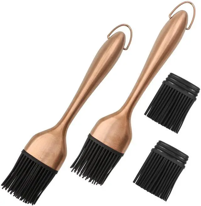 Main image of 2Pcs Silicone Basting Brush Grilling with 2 Backup Heads, Stainless Steel Handles, No Shed Bristles, Heat Resistant Dishwasher Safe for Pastry, Sauce, Oil, BBQ Grill, Kitchen, Cooking & Marinating