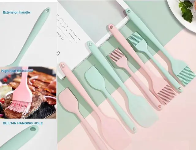 Alt view image 6 of 7 - Premium Silicone Basting Brush Set of Two Heat Resistant Long Handle Pastry Brush for Grilling, Baking, BBQ and Cooking, Solid Core and Hygienic Solid Coating (Green) (3, pink)