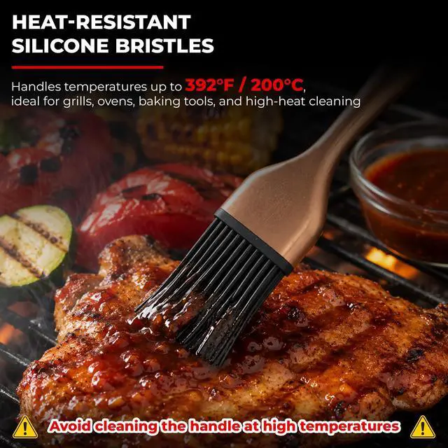 Alt view image 3 of 7 - 2Pcs Silicone Basting Brush Grilling with 2 Backup Heads, Stainless Steel Handles, No Shed Bristles, Heat Resistant Dishwasher Safe for Pastry, Sauce, Oil, BBQ Grill, Kitchen, Cooking & Marinating
