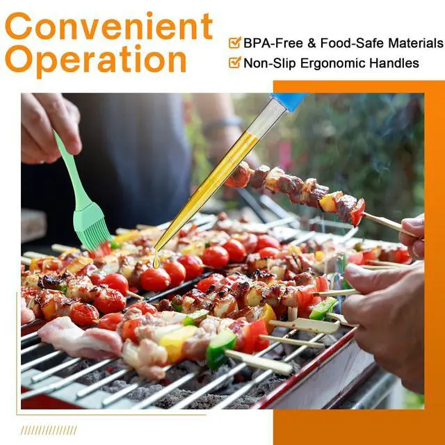 Alt view image 4 of 7 - Heat-resistant Turkey Baster Cooking Set Includes 8 Pcs 11 Inch Large Syringe Turkey Baster, 2 Basting Brush, 4 Cleaning Brush, Meat, Food Injector for Poultry, Beef,Chicken(Vibrant Color)