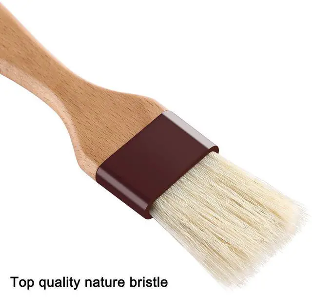 Alt view image 3 of 7 - 1 inch & 1.5 inch Pastry Brush Natural Boar Bristle Basting Brush Kitchen Oil Brush with Beech Wooden Handle and Hanging Rope String Grill BBQ Sauce Baster Baking Cooking Marinade Brushes (Pack of 2)