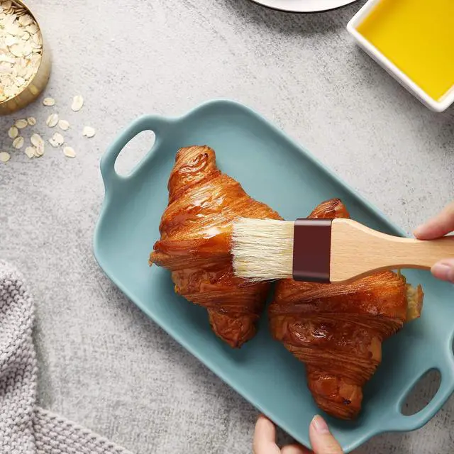 Alt view image 6 of 7 - 1 inch & 1.5 inch Pastry Brush Natural Boar Bristle Basting Brush Kitchen Oil Brush with Beech Wooden Handle and Hanging Rope String Grill BBQ Sauce Baster Baking Cooking Marinade Brushes (Pack of 2)