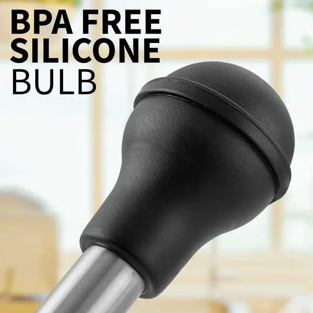 Alt view image 7 of 7 - Stainless Steel Turkey Baster for Cooking - Food Grade Metal Baster Syringe & Silicone Suction Bulb - Large Size With 2 Detachable Needles and Cleaning Brush