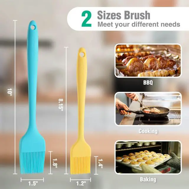 Alt view image 2 of 7 - Silicone Basting Pastry Brush, Heat Resistant Pastry Brush Set, One-Piece Design, Perfect for Baking, Grilling, Spreading Oil, Butter, BBQ Sauce, or Marinade, Dishwasher Safe