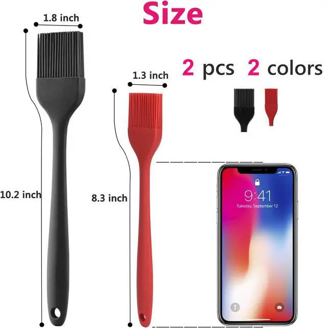 Alt view image 2 of 7 - Silicone Basting Pastry Brush Set 2 Pack Heat Resistant Spread Oil Butter Sauce for BBQ Grill Barbeque Kitchen Baking Cooking Pastries, 1 Large & 1 Small