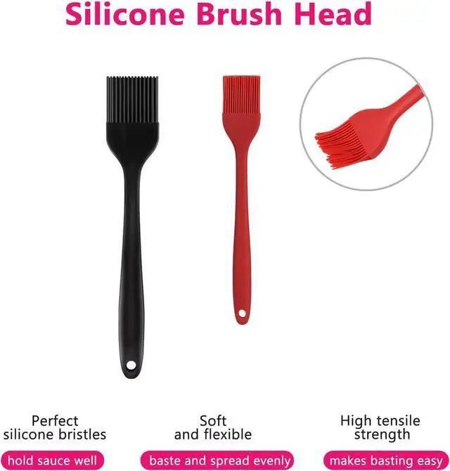 Alt view image 4 of 7 - Silicone Basting Pastry Brush Set 2 Pack Heat Resistant Spread Oil Butter Sauce for BBQ Grill Barbeque Kitchen Baking Cooking Pastries, 1 Large & 1 Small