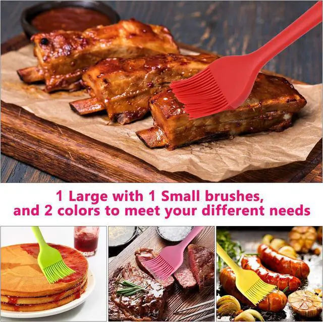 Alt view image 6 of 7 - Silicone Basting Pastry Brush Set 2 Pack Heat Resistant Spread Oil Butter Sauce for BBQ Grill Barbeque Kitchen Baking Cooking Pastries, 1 Large & 1 Small