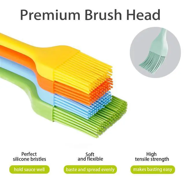 Alt view image 4 of 6 - Silicone Basting Pastry Brush - Cooking Brush for Oil Sauce Butter Marinades, Food Brushes for BBQ Grill Kitchen Baking, Baster Brushes Baste Pastries Cakes Meat Desserts, Food Grade, Dishwasher Safe