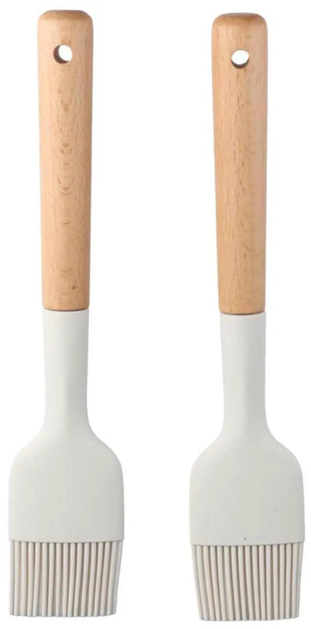 Main image of Silicone Oil Brush with Wooden Handle,Durable Basting Brush Pastry Brush,Easy to Clean,White Food Brushes for Cooking Baking Grilling