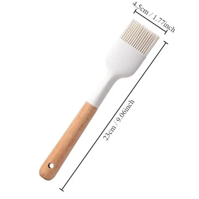 Alt view image 5 of 7 - Silicone Oil Brush with Wooden Handle,Durable Basting Brush Pastry Brush,Easy to Clean,White Food Brushes for Cooking Baking Grilling