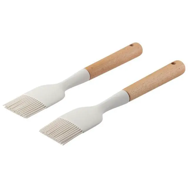 Alt view image 6 of 7 - Silicone Oil Brush with Wooden Handle,Durable Basting Brush Pastry Brush,Easy to Clean,White Food Brushes for Cooking Baking Grilling