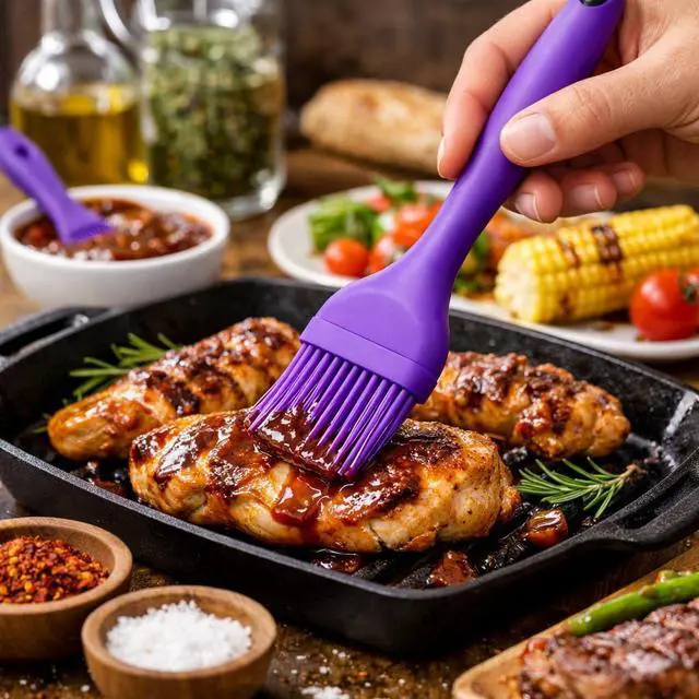 Alt view image 2 of 7 - Silicone Basting Brush for BBQ, Cooking & Baking Heat Resistant Food Grade Silicone Pastry Brush for Grilling, Oil, Butter & Sauce Brush for Kitchen