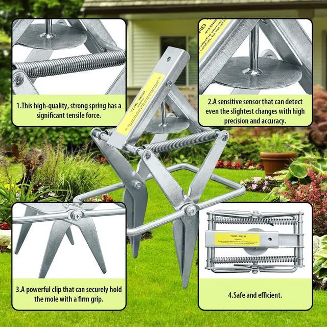 Alt view image 3 of 7 - Reusable Mole and Gopher Trap, Galvanized Steel Scissor Trap, Silver