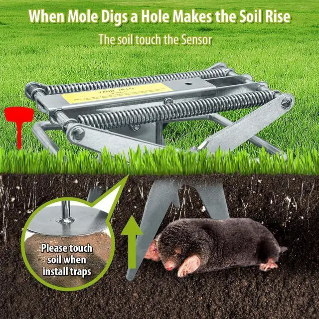 Alt view image 6 of 7 - Reusable Mole and Gopher Trap, Galvanized Steel Scissor Trap, Silver
