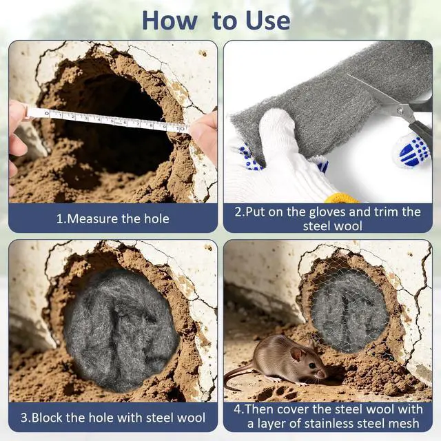 Alt view image 5 of 7 - Steel Wool Mesh Mice Control, Mouse Rat Traps Fill Rodent Control for Holes
