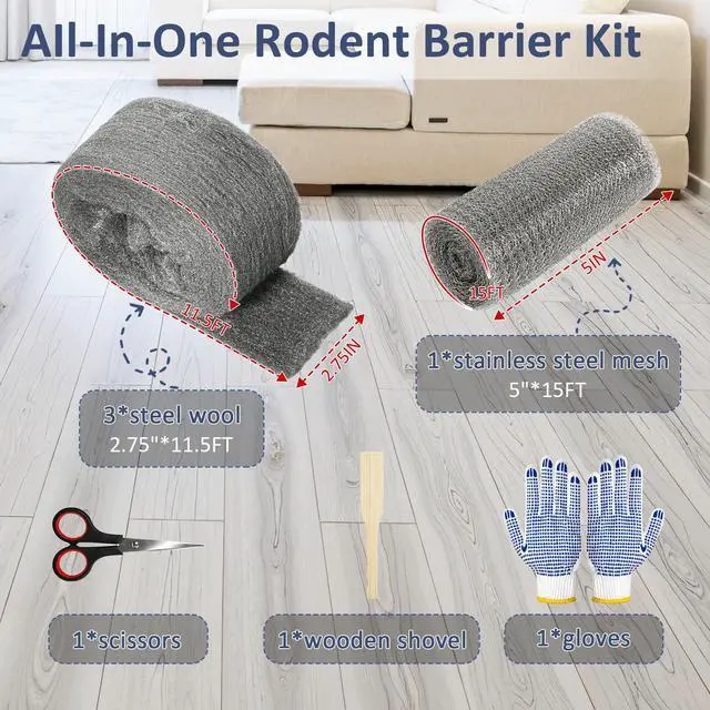 Alt view image 3 of 7 - Steel Wool Mesh Mice Control, Mouse Rat Traps Fill Rodent Control for Holes