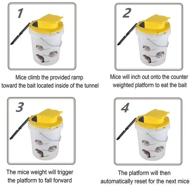 Alt view image 5 of 6 - Bucket Lid Mouse Trap,Auto Reset,Humane and Efficient Mouse Trap Bucket-2Pack