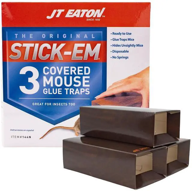 Main image of Stick-Em Covered Mouse Glue Trap, 3, Brown/A