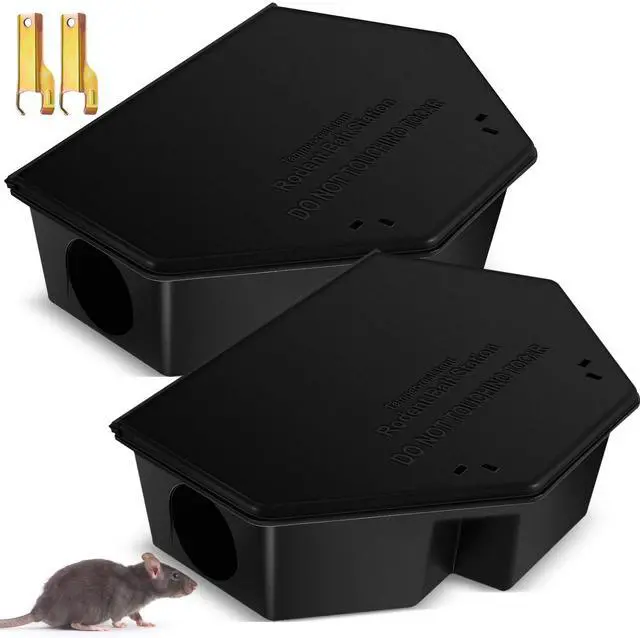 Main image of Large Rat Bait Station Bulk with Keys 13.58 x 8.98 x 3.35 Inch Rodent Station Rat Boxes, Made of Sturdy Materials, Bait Not Included (Black)