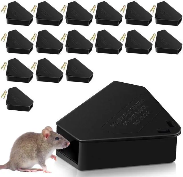 Main image of 8 Pack Mouse Stations with 8 Keys,Reusable Box Station for Small Mice Rat for Indoor Outdoor,Tamper-Resistant Entry for Kitchen Garage Basement Patio (Empty Container,Black)