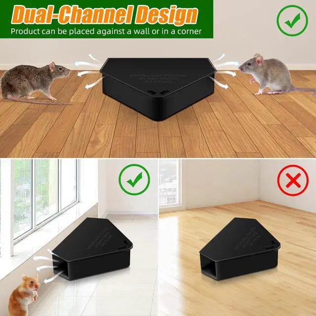 Alt view image 4 of 7 - 8 Pack Mouse Stations with 8 Keys,Reusable Box Station for Small Mice Rat for Indoor Outdoor,Tamper-Resistant Entry for Kitchen Garage Basement Patio (Empty Container,Black)