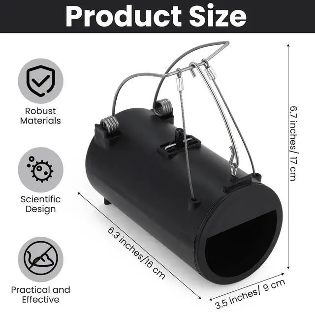 Alt view image 2 of 6 - Black Hole Gopher Trap 6.7 Inch Tunnel Mole Traps Gopher Killer Outdoor Vole Traps Rodent Rat Stations Reusable for Lawn Yard Garden