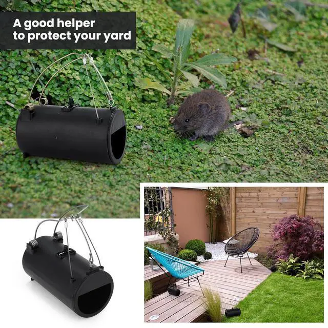 Alt view image 5 of 6 - Black Hole Gopher Trap 6.7 Inch Tunnel Mole Traps Gopher Killer Outdoor Vole Traps Rodent Rat Stations Reusable for Lawn Yard Garden