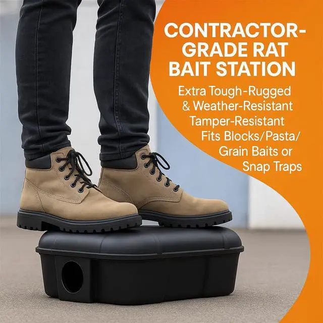 Alt view image 2 of 7 - 2 Contractor-Grade Rat Bait Station Extra Tough, Rugged & Weather-Resistant Lockable Box with Key, Tamper-Resistant Dual Entry, Fits Blocks/Pasta/Grain Baits or Snap Traps Indoor/Outdoor.