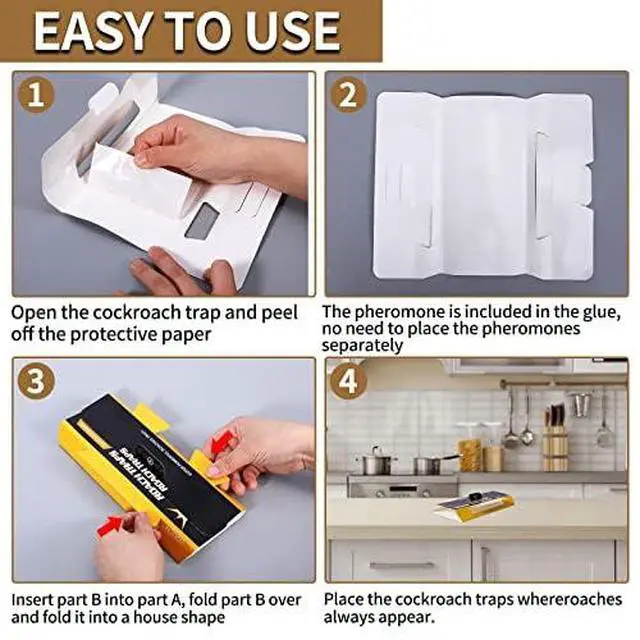 Alt view image 3 of 6 - 20 Pack Roach Traps, Cockroach Traps Indoor Home, Glue Roach Traps, Child & Pets Safe(Upgrade Recipe)