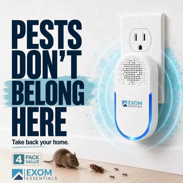 Alt view image 2 of 7 - Pest Repeller Wall Plug-in Most Effective Than Repellents - Get Rid of - Rodents, Squirrels, Mice, Rats, Bats, Roaches, Ants, Spiders, Bed Bugs, osquito, Insects, Fleas (4 Pack)
