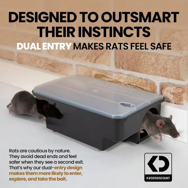 Alt view image 4 of 7 - Professional Rat & Mouse Bait Station 2 Lockable Weather-Resistant Rat Trap Boxes with Clear Lid & Dual Entry Reusable Rodent Control (Bait Not Included)