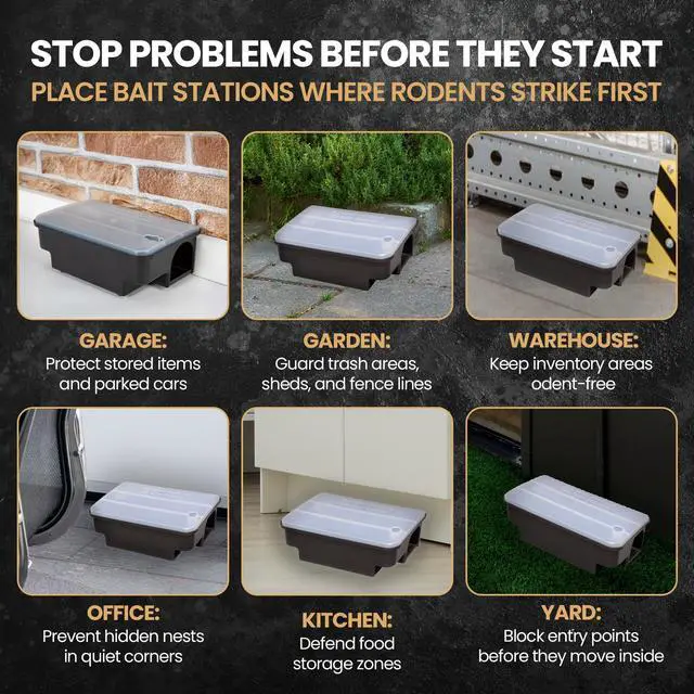 Alt view image 6 of 7 - Professional Rat & Mouse Bait Station 2 Lockable Weather-Resistant Rat Trap Boxes with Clear Lid & Dual Entry Reusable Rodent Control (Bait Not Included)