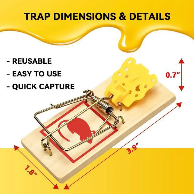 Alt view image 2 of 7 - Mouse Traps,12 Pack Classic Plastic Pedal Snap Traps for Indoor Outdoor Use, Fast & Effective High Catch Rate Wooden Mouse Traps, Reusable Mice Rodent Traps for Home, Garage & Kitchen