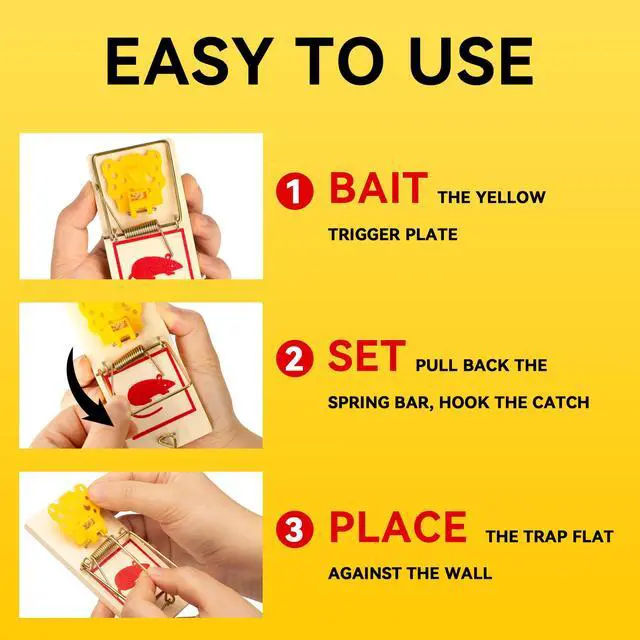 Alt view image 6 of 7 - Mouse Traps,12 Pack Classic Plastic Pedal Snap Traps for Indoor Outdoor Use, Fast & Effective High Catch Rate Wooden Mouse Traps, Reusable Mice Rodent Traps for Home, Garage & Kitchen