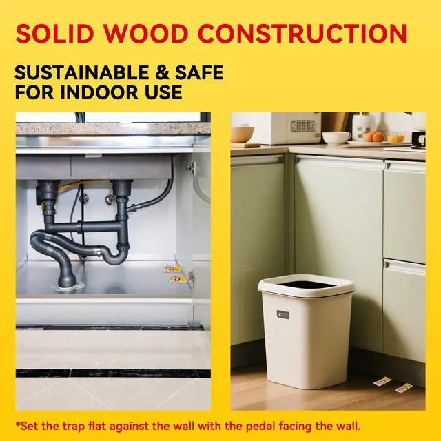 Alt view image 7 of 7 - Mouse Traps,12 Pack Classic Plastic Pedal Snap Traps for Indoor Outdoor Use, Fast & Effective High Catch Rate Wooden Mouse Traps, Reusable Mice Rodent Traps for Home, Garage & Kitchen