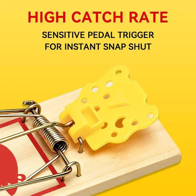 Alt view image 5 of 7 - Mouse Traps,12 Pack Classic Plastic Pedal Snap Traps for Indoor Outdoor Use, Fast & Effective High Catch Rate Wooden Mouse Traps, Reusable Mice Rodent Traps for Home, Garage & Kitchen