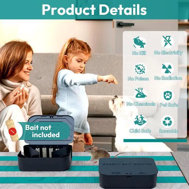 Alt view image 4 of 7 - Rat Station Box with 1 Key, Complete Rodent Solution Keeps Rats Away, Pet & Child-Safe, Lock & Key Available, Reusable & Long-Lasting, Indoor & Outdoor, 2 Pack
