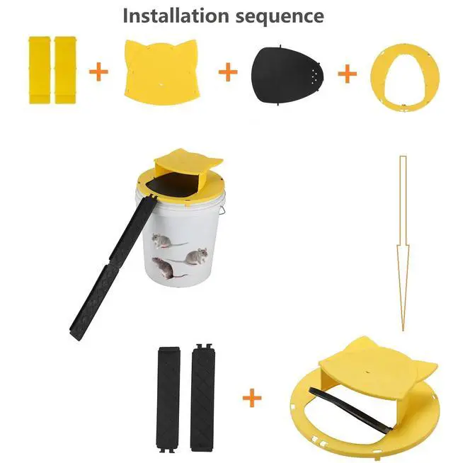 Alt view image 3 of 6 - Mouse Bucket Trap for 5 Gallon Bucket, Auto Reset Bucket Lid Mouse Trap, Reusable Rodent Catching Solution for Garage Basement Warehouse Indoor Outdoor(2PACK)
