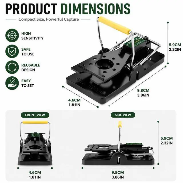Alt view image 2 of 7 - Mouse Traps Indoor for Home, Reusable Snap Traps for Mice, Easy to Set, No Touch Design, Plastic Mouse Trap for Kitchen, Garage, House, Indoor & Outdoor Use