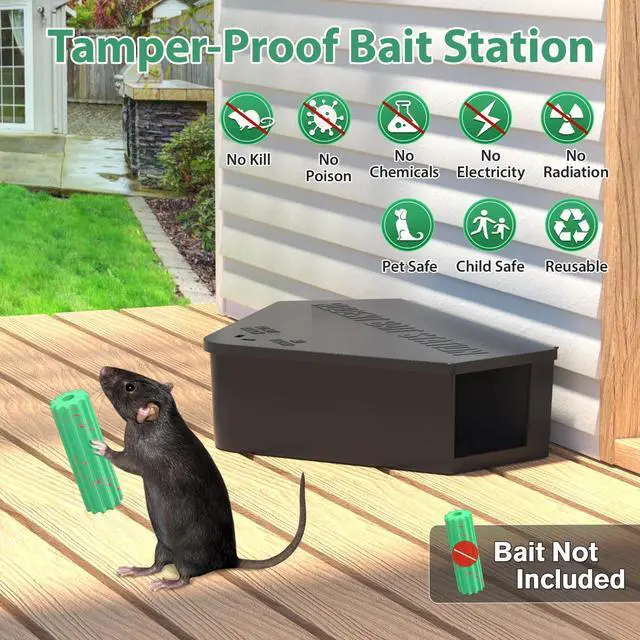 Alt view image 3 of 7 - Rat Station Box with Keys, Rodent Station Keeps Rats Away, Keeps Children and Pets Safe, Key Unlocking, Reusable & Long-Lasting, Indoor & Outdoor